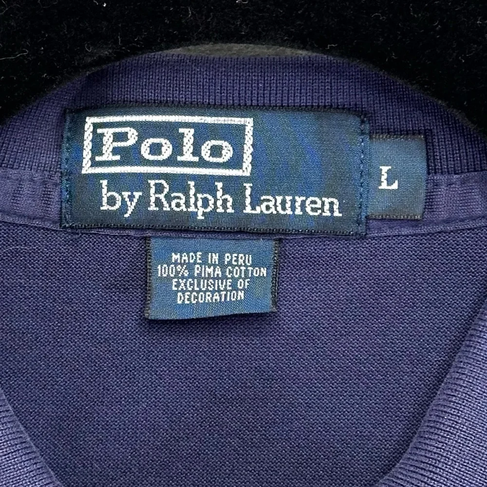Polo Ralph Lauren Classic Fit Cotton Mesh Polo Shirt Large Navy Multicolor Pony